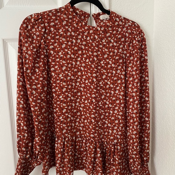 Sienna Sky Tops - Sienna Sky Brown Ruffled Peplum Blouse